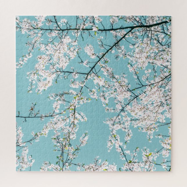 Kirschblüten: Türkisfarbener Trend Puzzle (Vertikal)