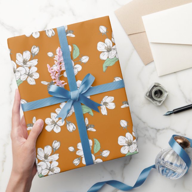 Kirschblüten und Bienen Amber nahtlos Geschenkpapier (Schenken)