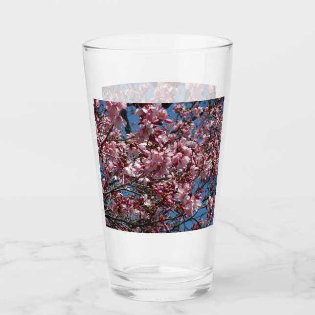 Kirschblüten und Blauer Himmelsblüte Glas (Vorderseite)