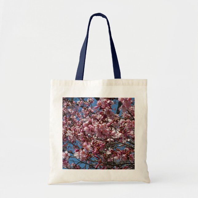 Kirschblüten und Blauer Himmelsblüte Tragetasche (Vorne)