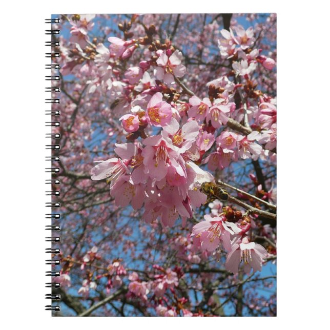 Kirschblüten und Blüten aus Bienenrosa Notizblock (Vorderseite)