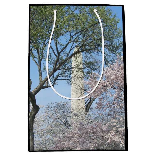 Kirschblüten und das Washington Monument in DC Mittlere Geschenktüte (Vorderseite)