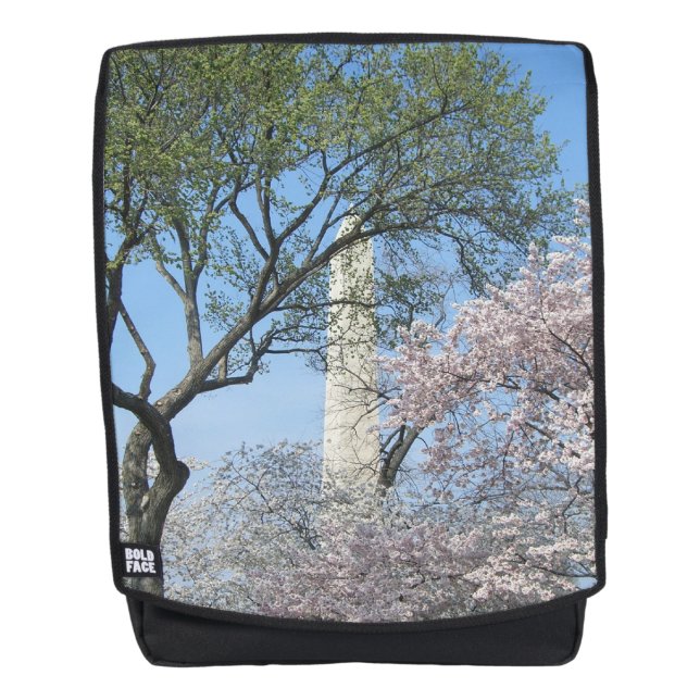 Kirschblüten und das Washington Monument in DC Rucksack (Vorderseite)