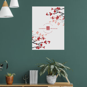 Kirschblüten und doppelte Freude chinesische Hochz Poster
