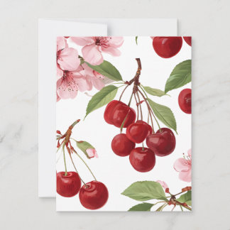 Kirschblüten und Kirschen Feiertagskarte