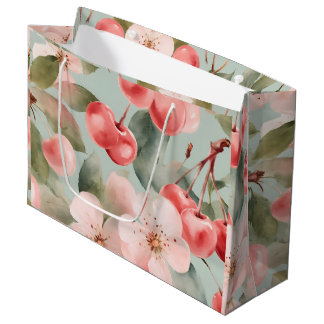 Kirschblüten und Kirschen Frühjahrs Kunst Große Geschenktüte