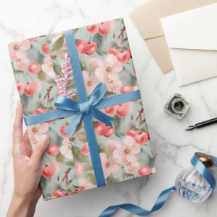 Kirschblüten und Kirschen Frühlings Kunst Geschenkpapier