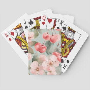Kirschblüten und Kirschen Frühlings Kunst  Spielkarten