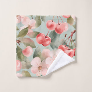 Kirschblüten und Kirschen Frühlingskunst Badhandtuch Set