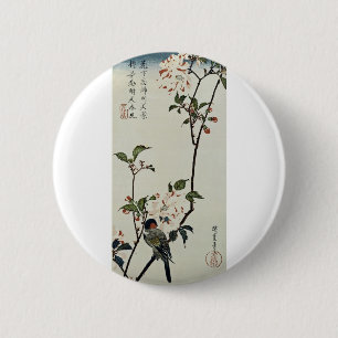 Kirschblüten und kleiner Vogel Button