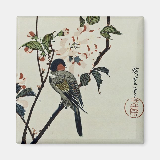 Kirschblüten und kleiner Vogel Magnet (Vorne)