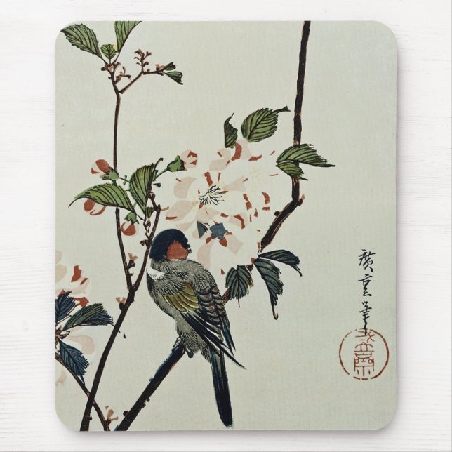 Kirschblüten und kleiner Vogel Mousepad (Vorne)