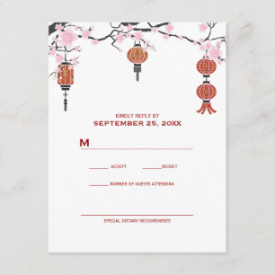 Kirschblüten und rote Lanterns   RSVP-Karten RSVP Karte