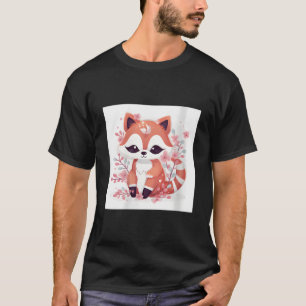 Kirschblüten- und Rotpanda-Druck Heimdekoration T-Shirt