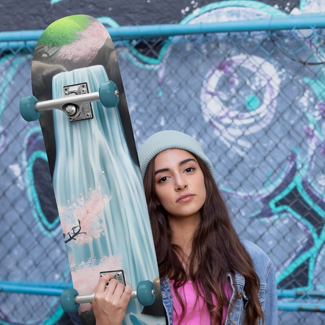 Kirschblüten und Wasserfall Skateboard (Von Creator hochgeladen)