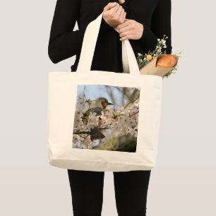Kirschblüten-Vogel-Tasche Jeju-do Korea Große Eink Jumbo Stoffbeutel
