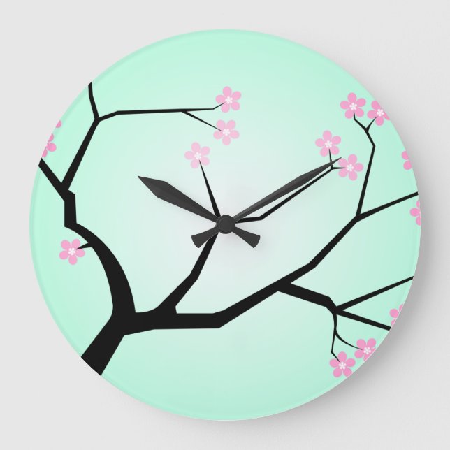 Kirschblüten-Wanduhr Große Wanduhr (Vorderseite)