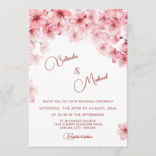 Kirschblüten-Weiß Hochzeit Einladung