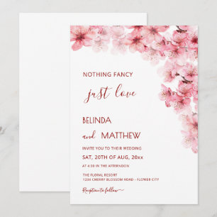 Kirschblüten Weiße Gebogene Casual Hochzeit Einladung