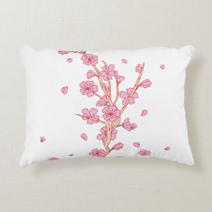 Kirschblüten-Zweig Kunst in Rosa Dekokissen
