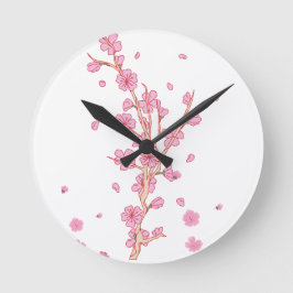 Kirschblüten-Zweig Kunst in Rosa Runde Wanduhr