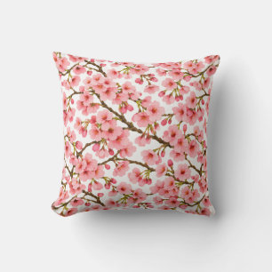 Kirschblüten-Zweig-Muster in Rosa Kissen