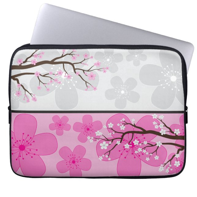 Kirschblütenbanner Laptopschutzhülle (Vorderseite)
