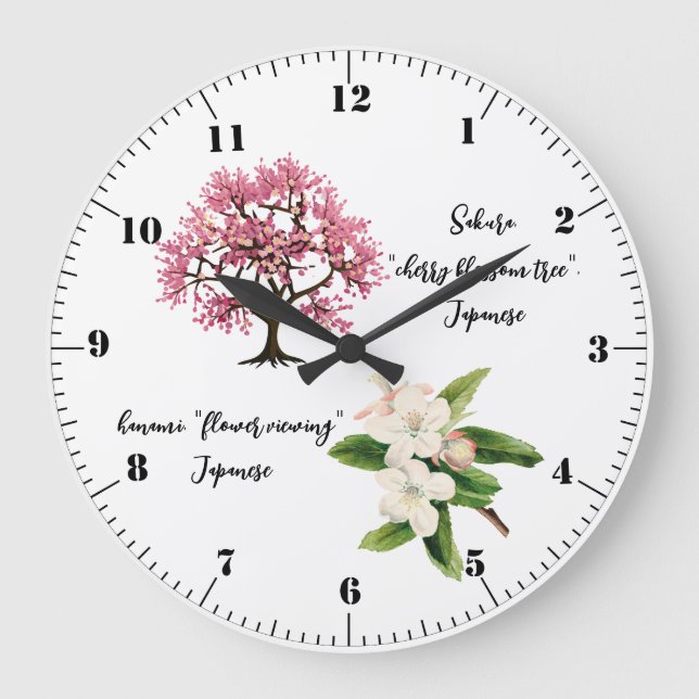 Kirschblütenbaum Große Wanduhr (Vorderseite)