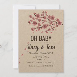 Kirschblütenbaum rosa Zweig Baby Shower Ombre Einladung