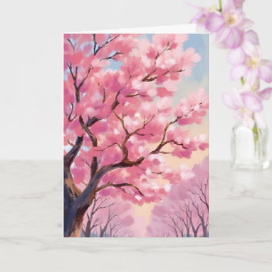 Kirschblütenbäume Rosa Florale Malerei Karte