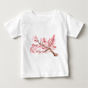 Kirschblütenblüten in Rosa Aquarellmalerei Baby T-shirt