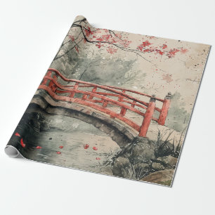 Kirschblütenbrücke Sumi-E-Landschaft (2) Geschenkpapier
