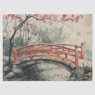 Kirschblütenbrücke Sumi-E Landschaft (2) Seidenpapier