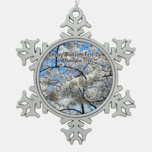 Kirschblütenfest Washington D.C. Souvenir Schneeflocken Zinn-Ornament