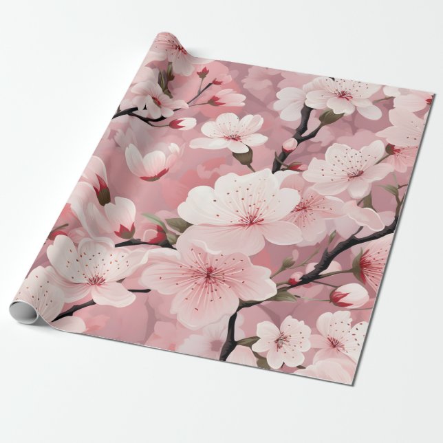 Kirschblütenflor Geschenkpapier (Ungerollt)