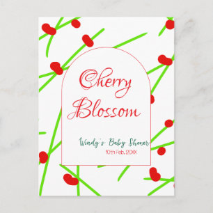 Kirschblütenform in Rot und Grün für Baby Shower Postkarte