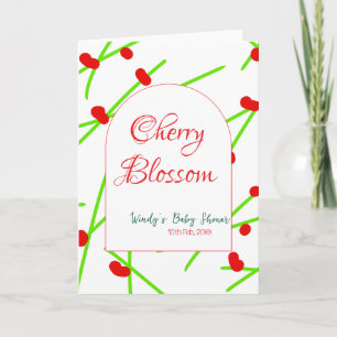Kirschblütenform Rot Grün Baby Shower Na Karte
