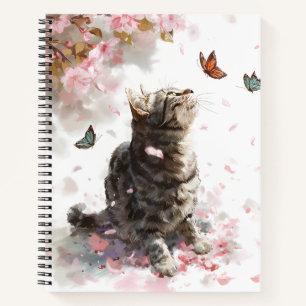 Kirschblütenkatze und Schmetterlinge (11) Notizbuch