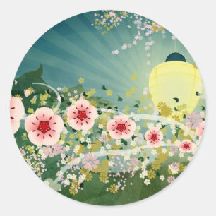 Kirschblütenkleber Runder Aufkleber