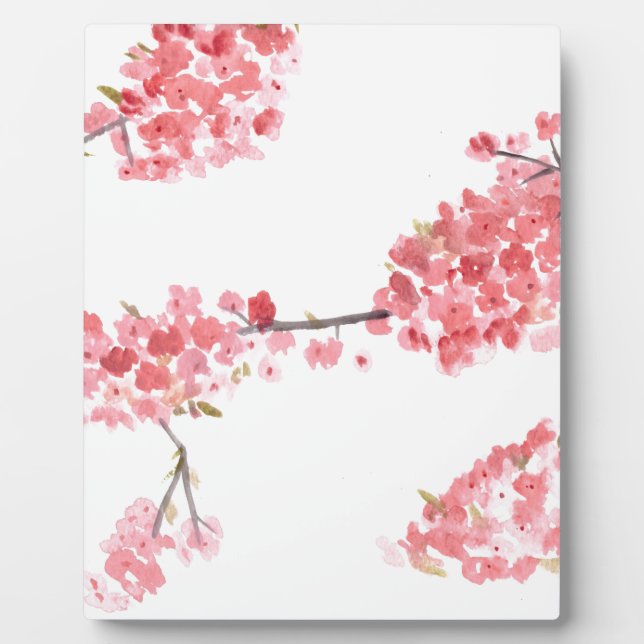 Kirschblütenmalerei in Rosa Fotoplatte (Vorderseite)