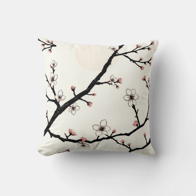Kirschblütenmond Minimal Muster Kissen (Vorderseite)