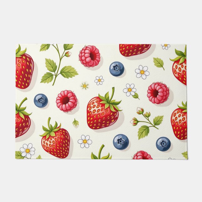 Kirschblütenmuster Frische Sommerfrüchte Fußmatte (Vorderseite)
