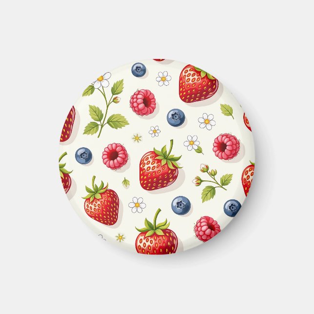 Kirschblütenmuster Frische Sommerfrüchte Magnet (Vorne)