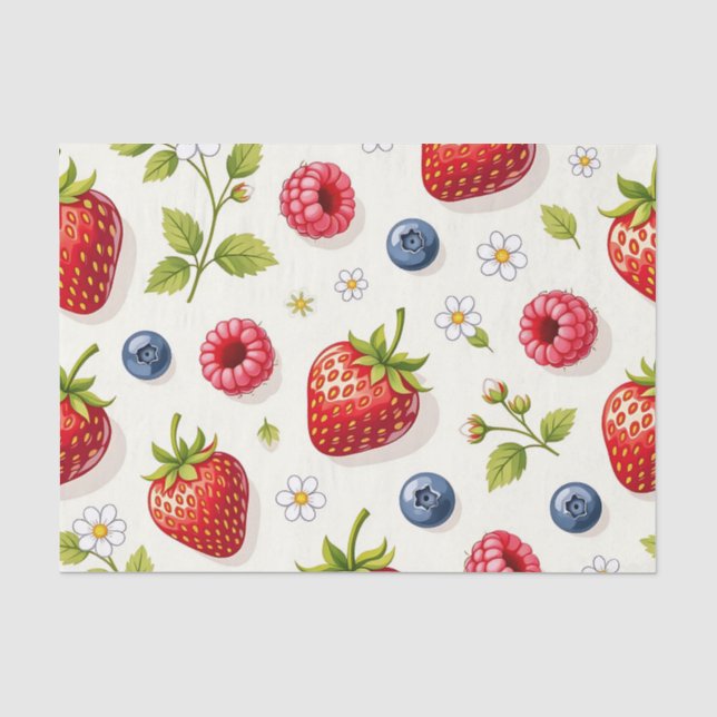 Kirschblütenmuster Frische Sommerfrüchte Seidenpapier (Vorderseite)
