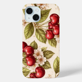 Kirschblütenmuster rote Kirschen im Vintage-Stil  Case-Mate iPhone Hülle