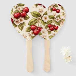 Kirschblütenmuster rote Kirschen im Vintage-Stil  Fächer