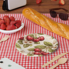 Kirschblütenmuster rote Kirschen  Pappteller