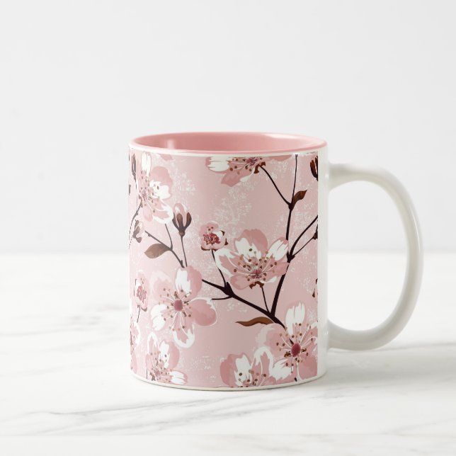 Kirschblütenmuster Zweifarbige Tasse (Rechts)