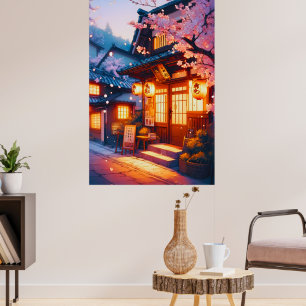 Kirschblütennacht im alten Japan Poster