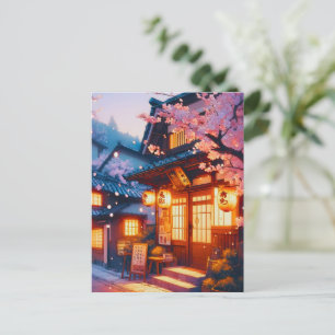 Kirschblütennacht im alten Japan Postkarte